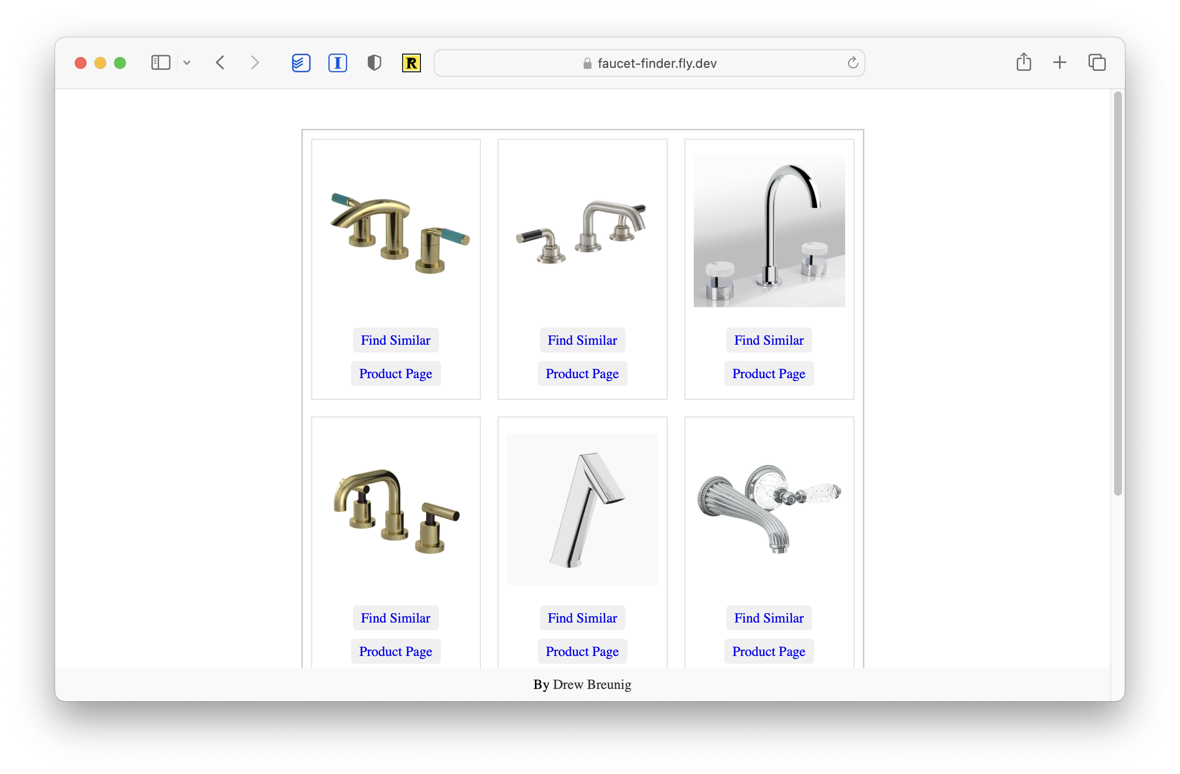 The Faucet Finder website