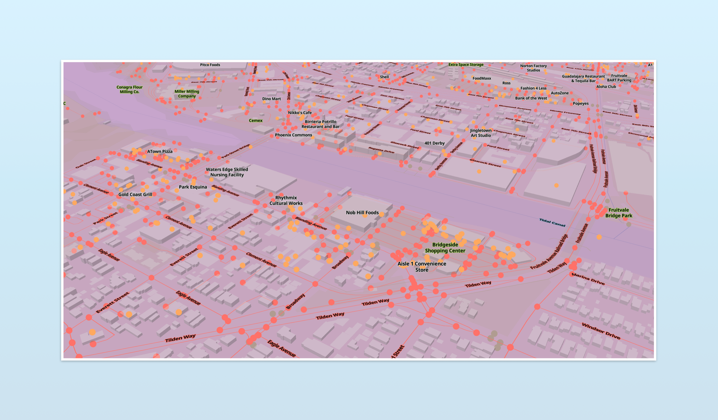 Alameda & Oakland, as seen in Overture's Explore tool.
