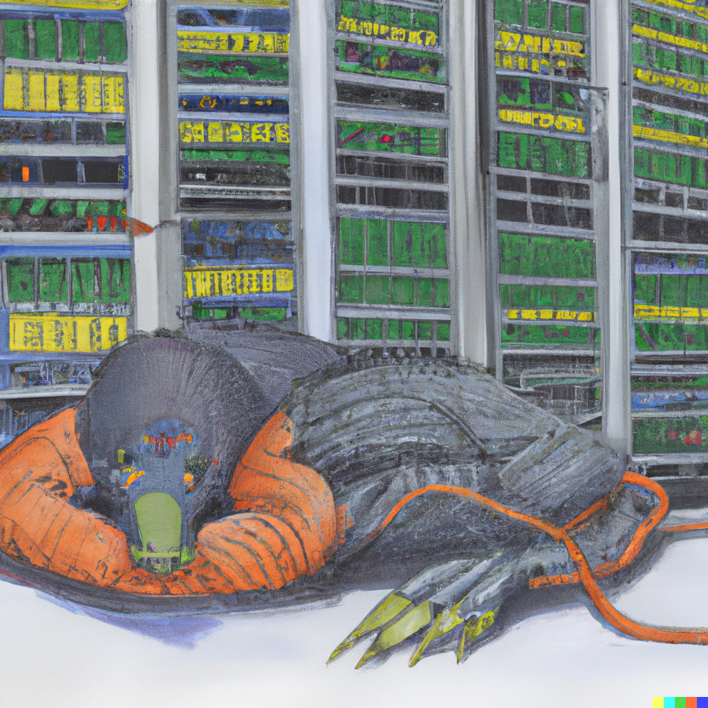 A platypus in the data center, via DallE.