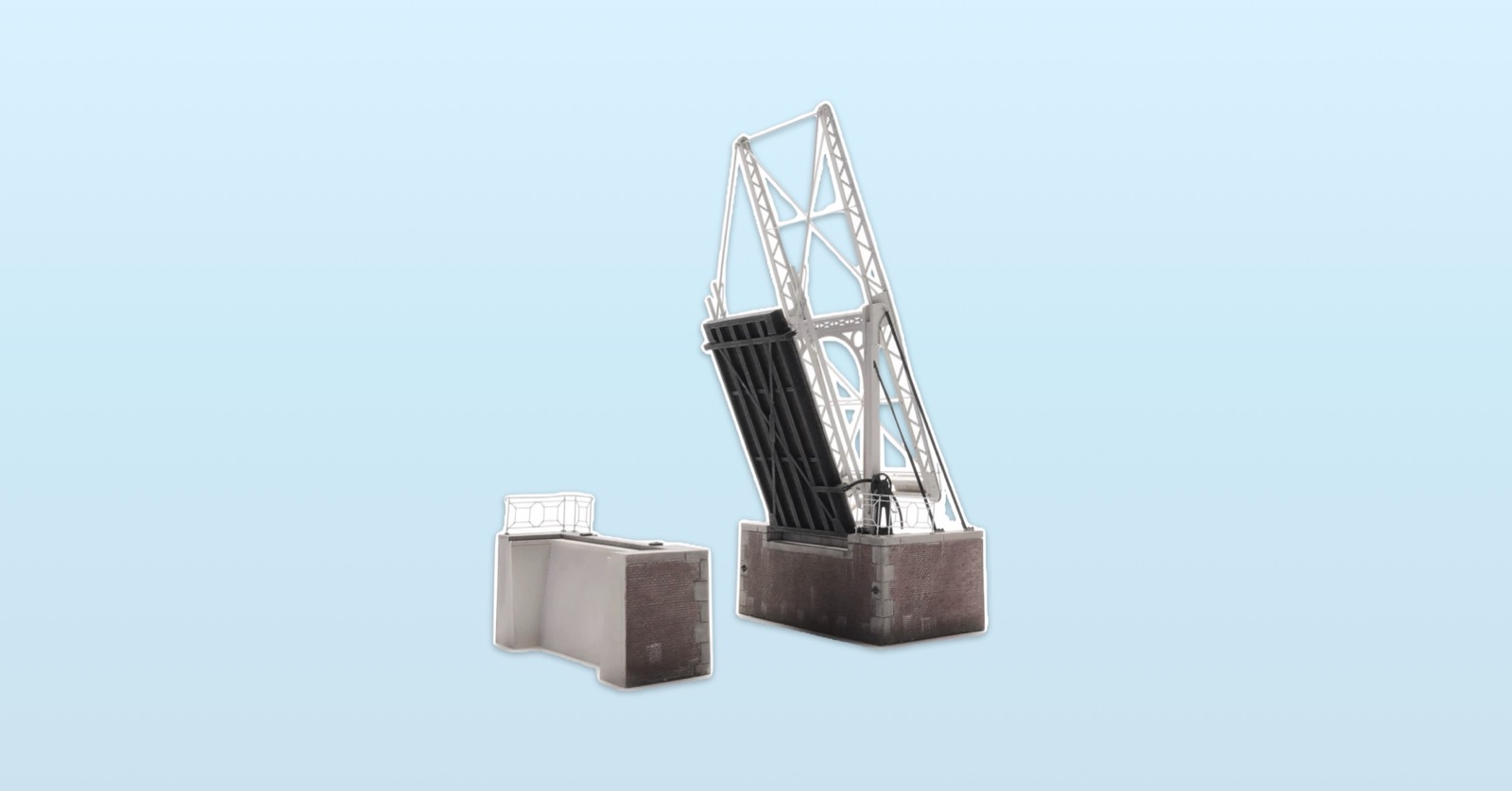 A drawbridge is pulled up.