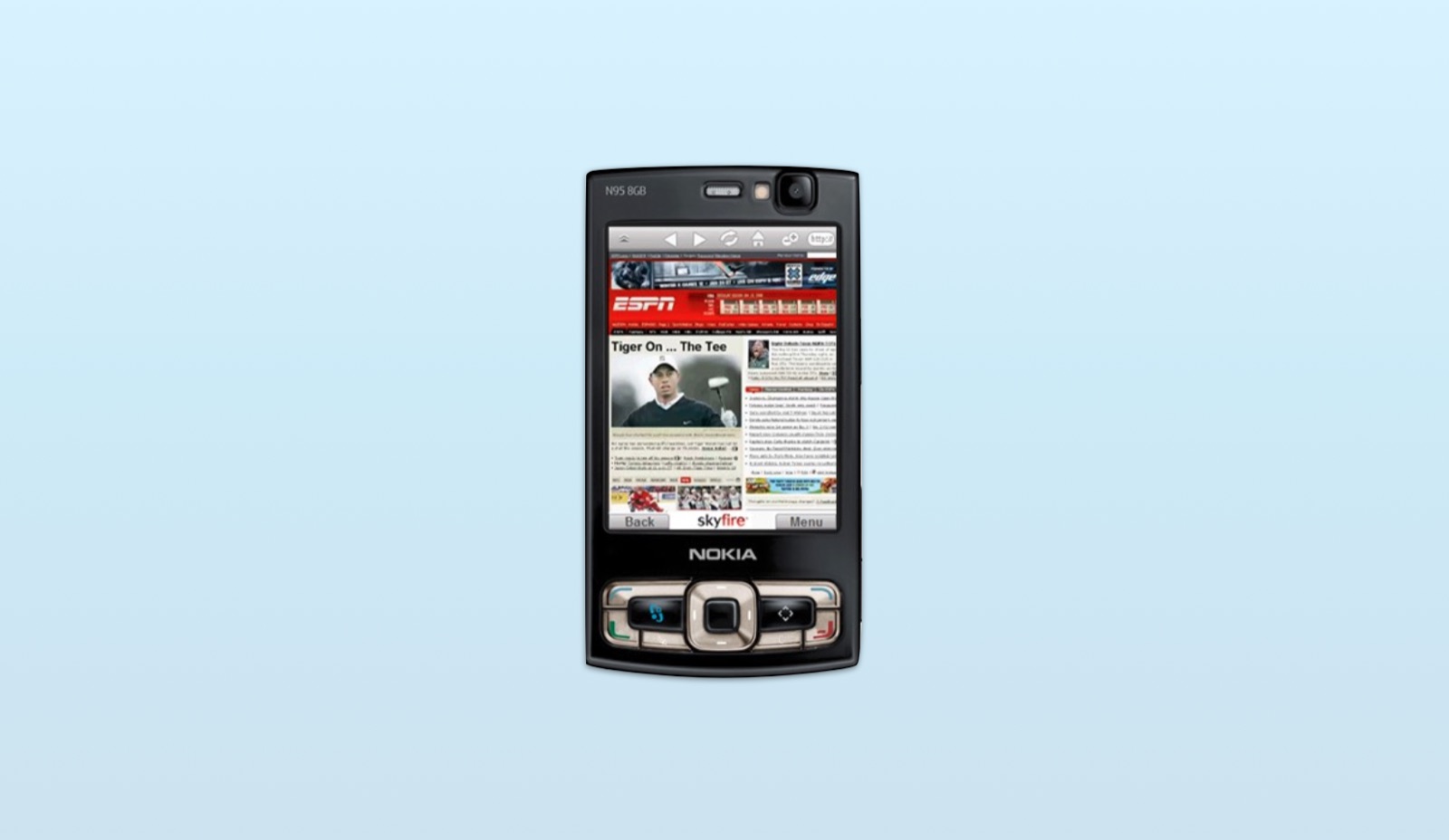 An early mobile browser on a Nokia N95.